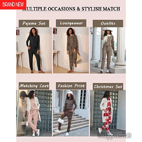 Soft Long Sleeve Pajama Set with Pockets, Joggers, Lounge Wear - Picture 6 of 8